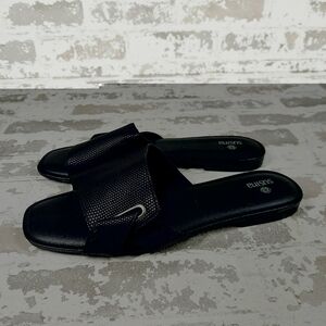 Susina Black Single Strap Slide Slipper Contemporary Sandals V638
